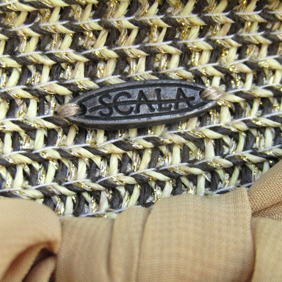 Scala Paper Straw Braided Wide Sun Hat Beach Handcrafted NWT - Picture 6 of 10